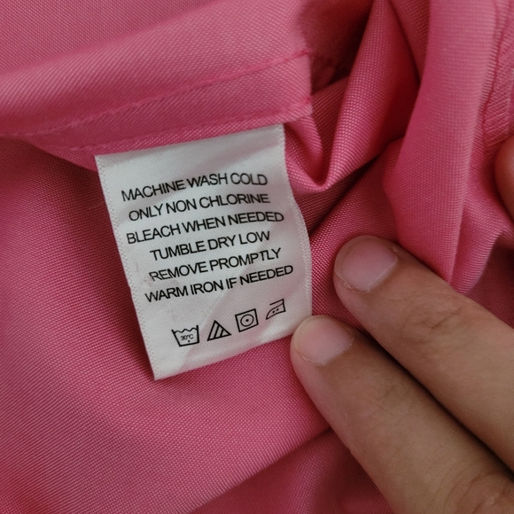 Foxcroft Button down Pink Long Sleeved Collared Cotton Shirt Size 12P - Picture 9 of 10